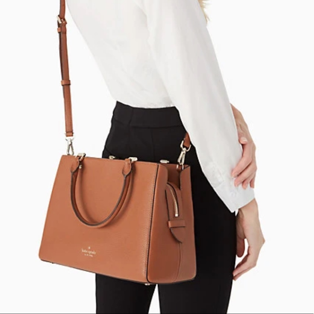 Kate Spade Leila Medium Triple Compartment Satchel Warm Ginger - Picture 12 of 16